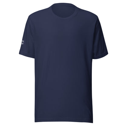 SE Mini Logo tee in navy, front view with small chest logo