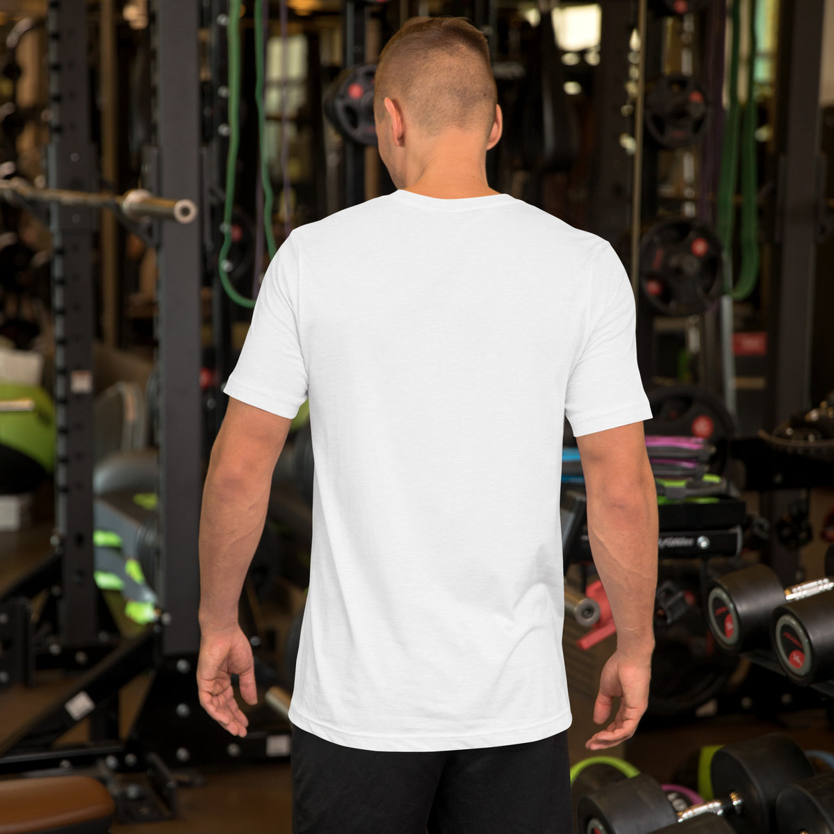 Upgrade Your Thinking tee in white, back view