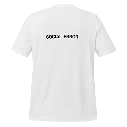 SOCIAL ERROR logo tee in white, back view
