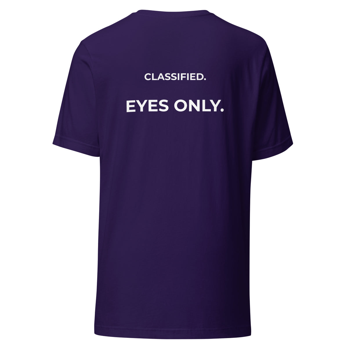 Agent Dog graphic tee in team purple, back view