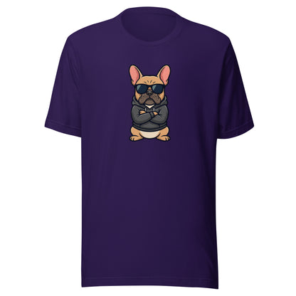 Agent Dog graphic tee in team purple, front view