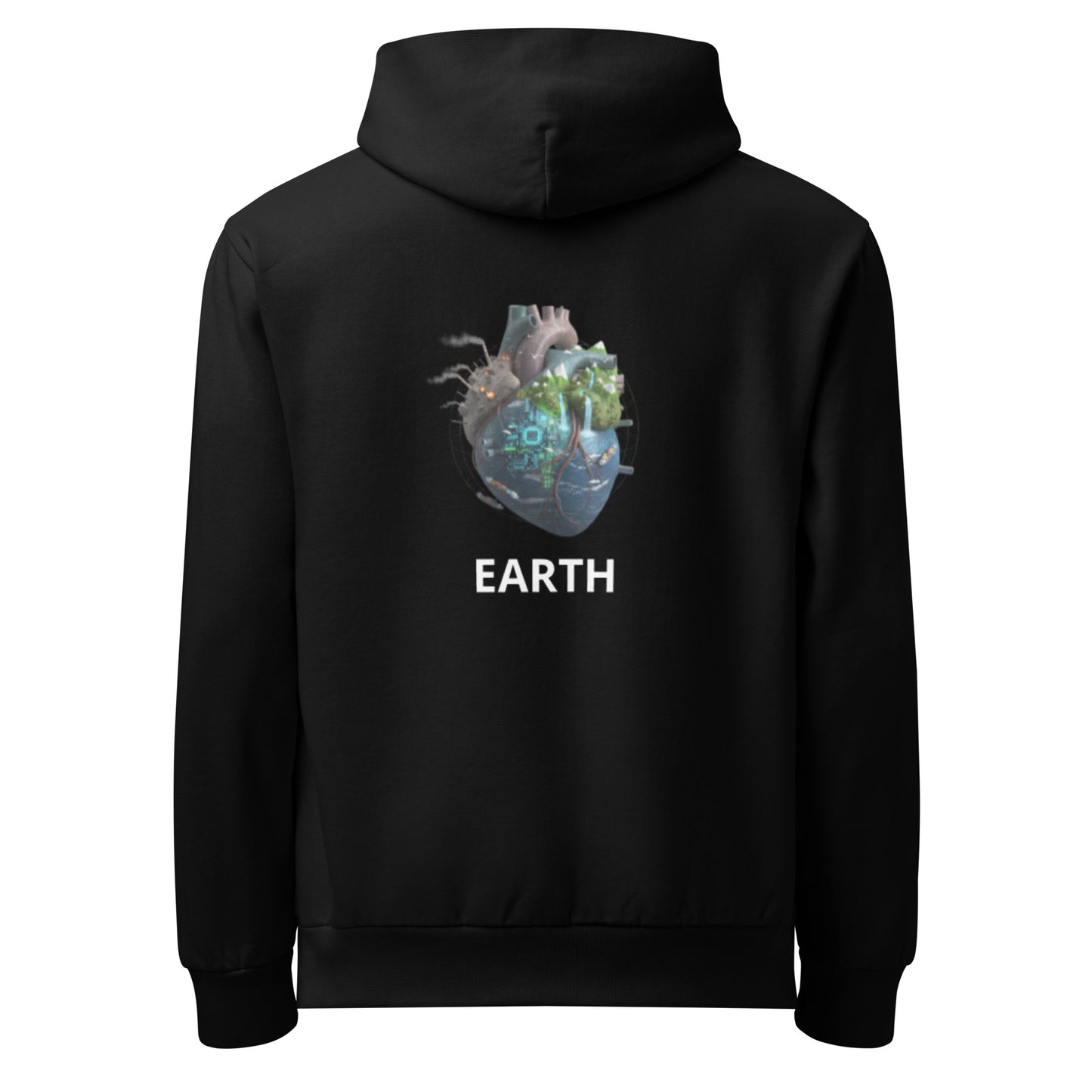 Social Error heavyweight hoodie in black, back view