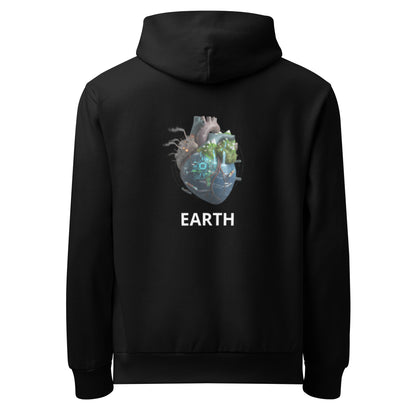 Social Error heavyweight hoodie in black, back view